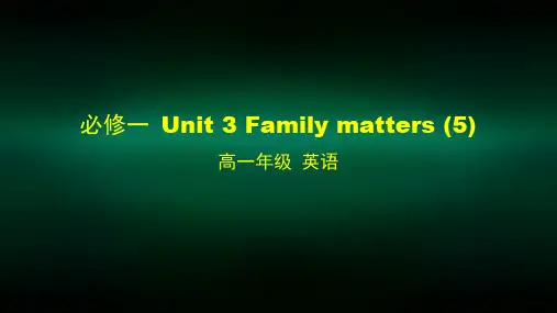 高一英语外研版必修一 Unit 3 Family matters 5课件