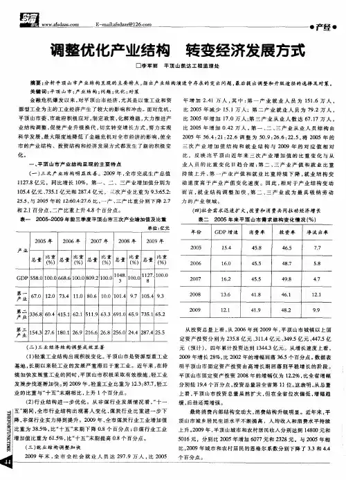 调整优化产业结构 转变经济发展方式