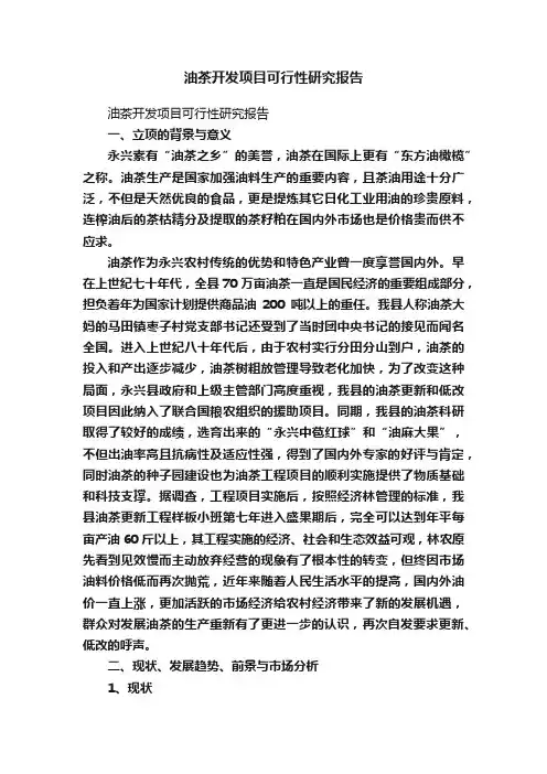 油茶开发项目可行性研究报告