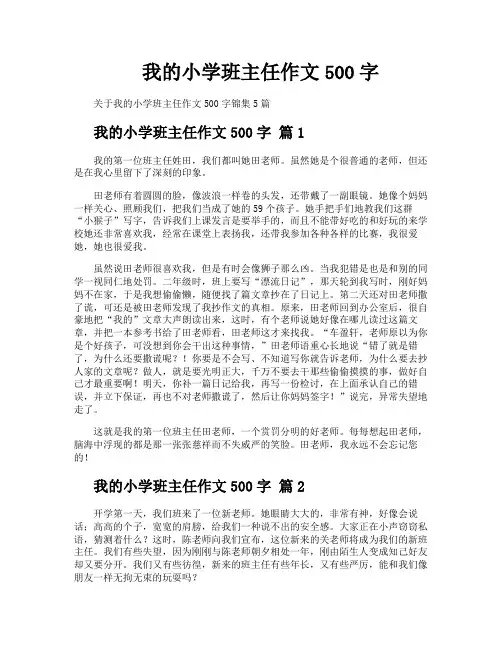 我的小学班主任作文500字