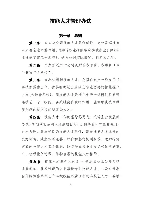 技能人才管理办法