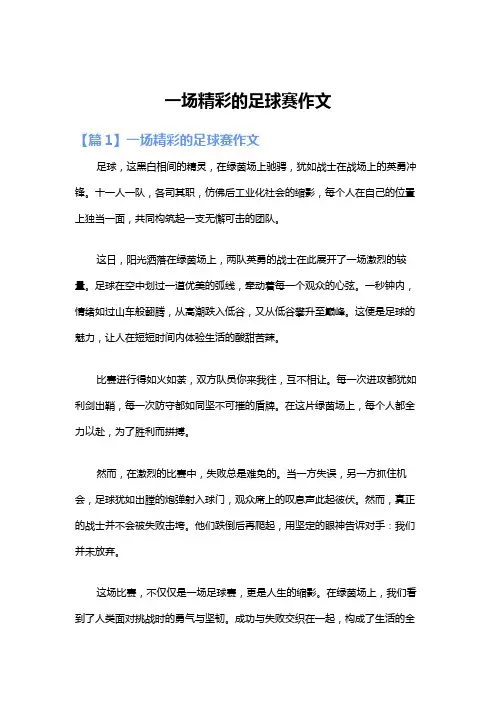 一场精彩的足球赛作文