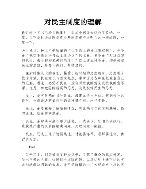 对民主制度的理解