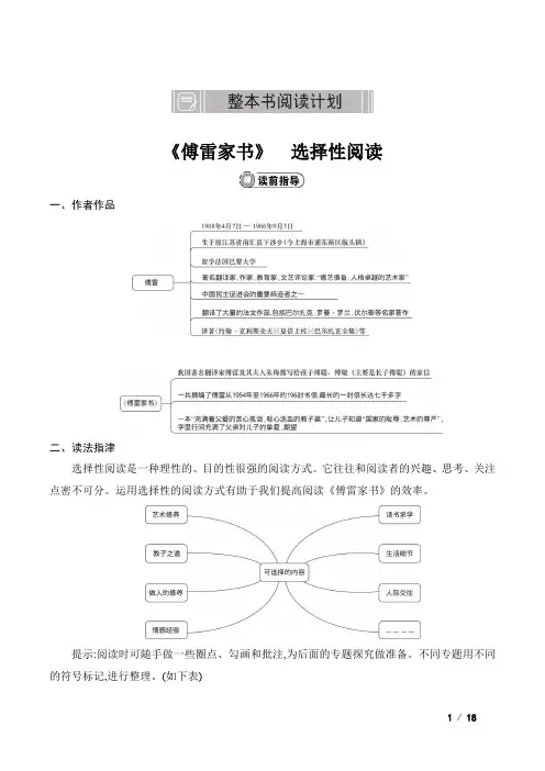 2022年部编版八年级下册语文名著阅读《傅雷家书》选择性阅读