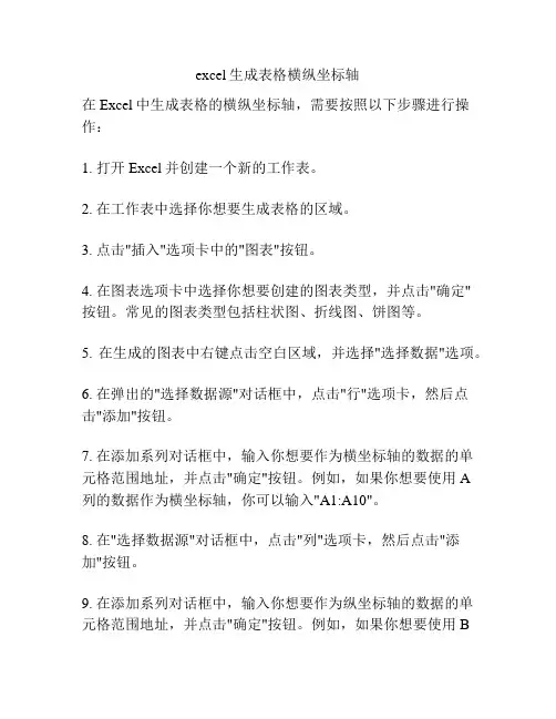 excel生成表格横纵坐标轴