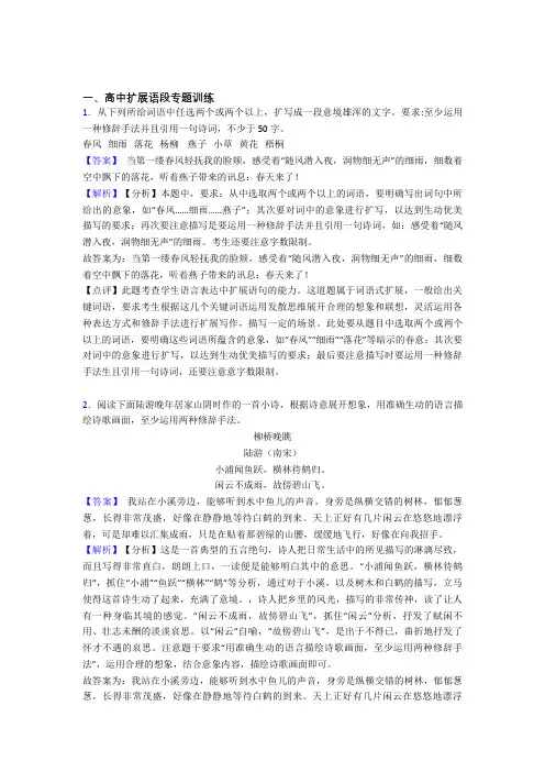 高考语文(扩展语段提高练习题)压轴题训练及答案解析