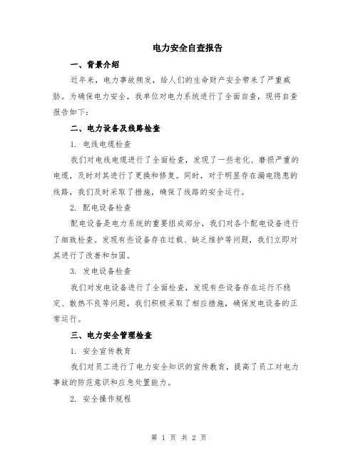 电力安全自查报告