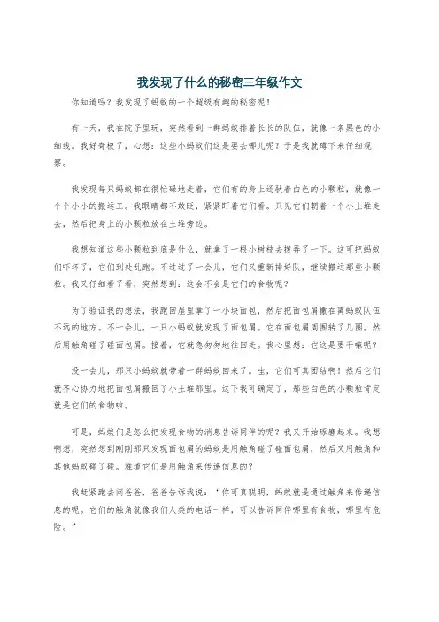 我发现了什么的秘密三年级作文