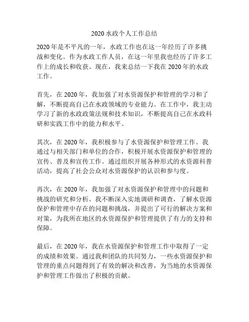 2020水政个人工作总结