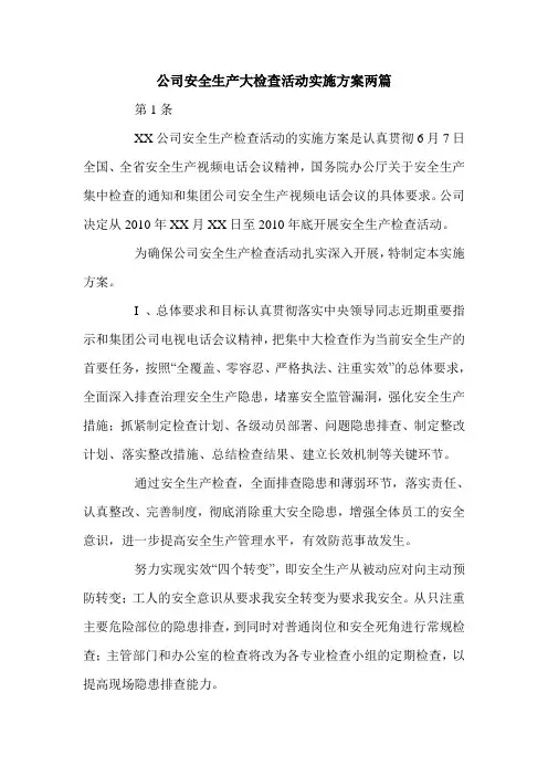 公司安全生产大检查活动实施方案两篇.doc