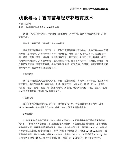 浅谈暴马丁香育苗与经济林培育技术