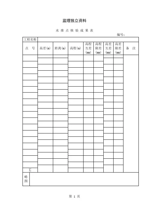 测量水准点核验成果表4页