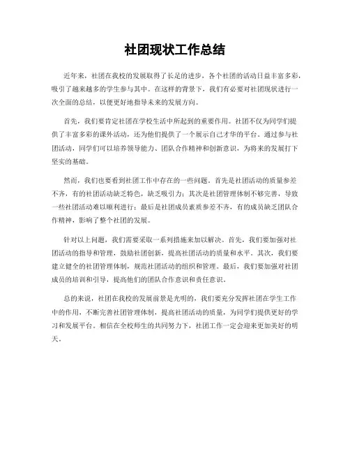 社团现状工作总结