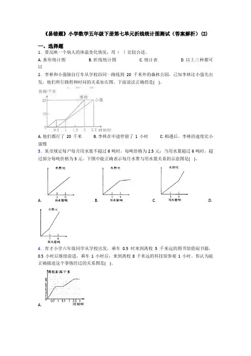《易错题》小学数学五年级下册第七单元折线统计图测试(答案解析)(2)