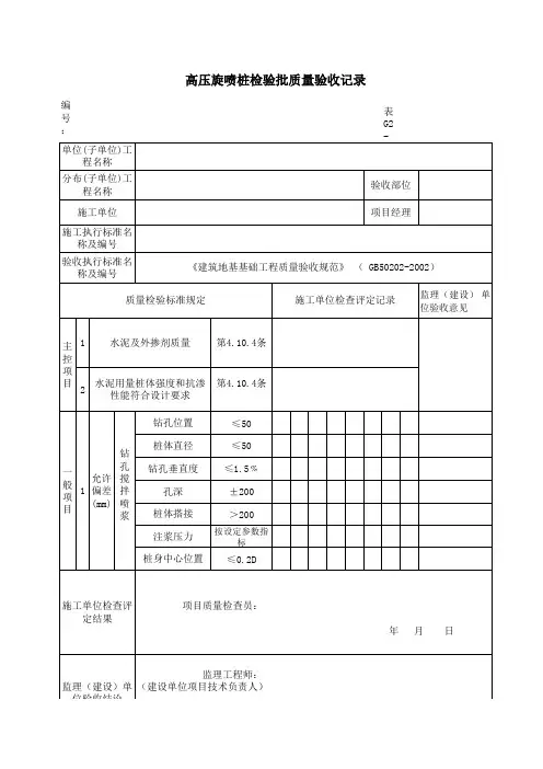旋喷桩质量检验批
