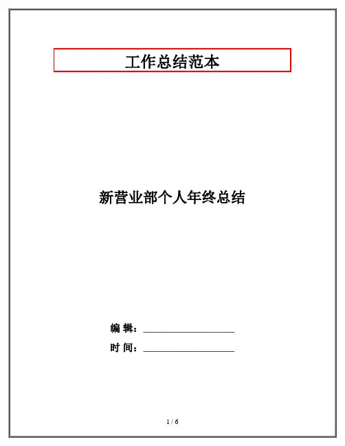 新营业部个人年终总结