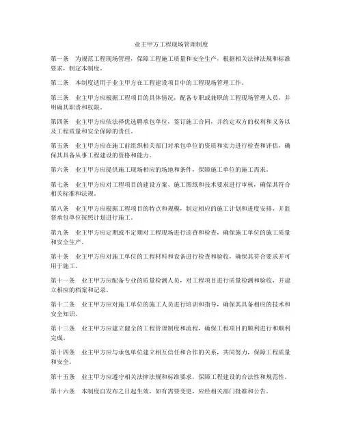 业主甲方工程现场管理制度