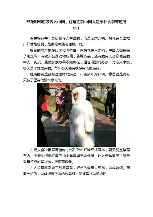 棉花明朝时才传入中国，在这之前中国人是穿什么御寒过冬的？