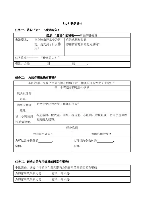 第1节 力 初中八年级下册物理教案教学设计课后反思 人教版