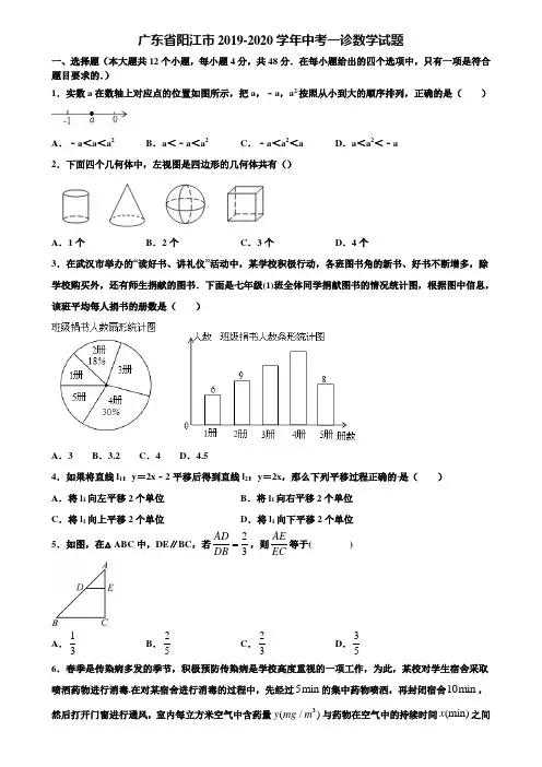 广东省阳江市2019-2020学年中考一诊数学试题含解析