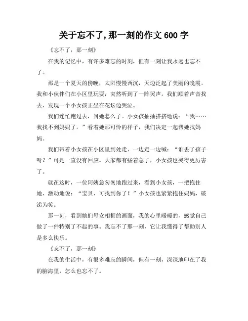 关于忘不了,那一刻的作文600字