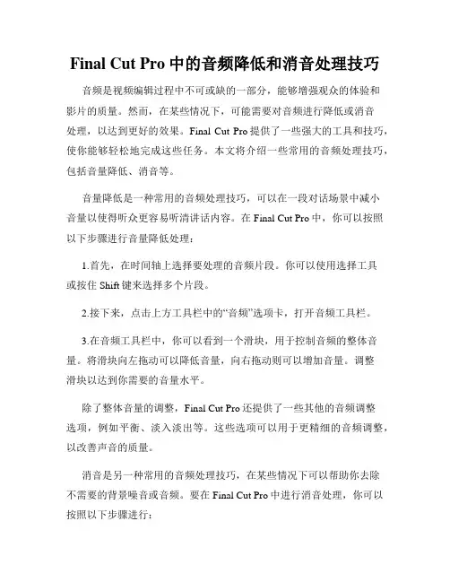Final Cut Pro中的音频降低和消音处理技巧