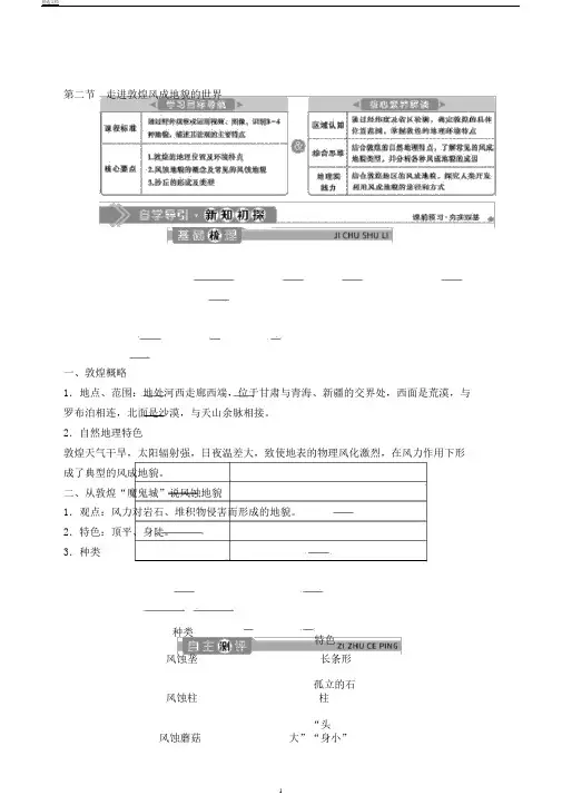 新教材高中地理第三单元从圈层作用看地貌与土壤3.2走进敦煌风成地貌的世界学案鲁教版必修第一册