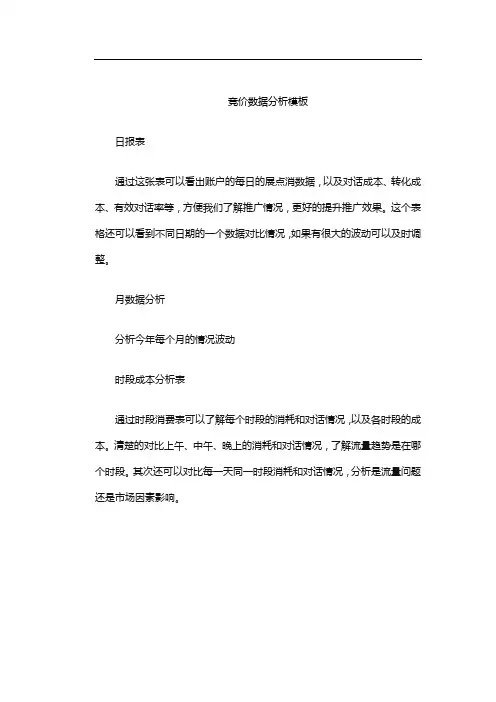 竞价数据分析模板