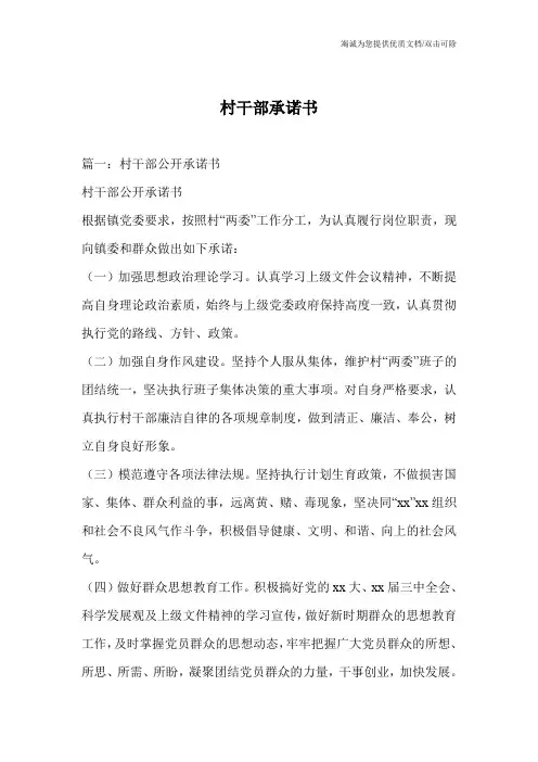 村干部承诺书