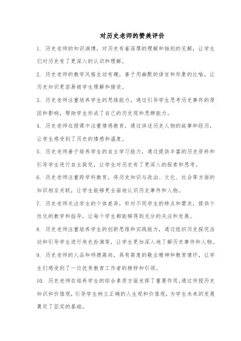 对历史老师的赞美评价