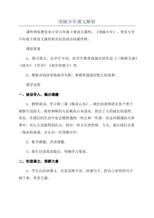 顶碗少年课文解析