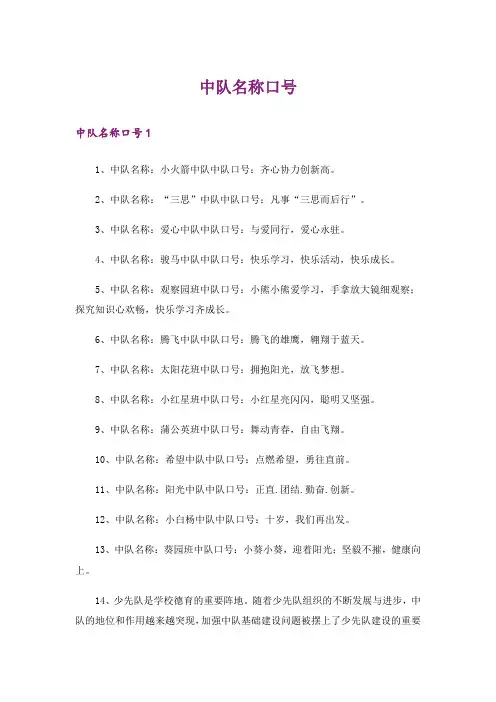 中队名称口号