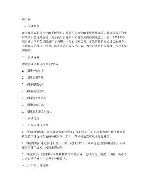 果园的实训报告(3篇)