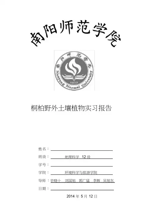 桐柏自然地理野外实习报告