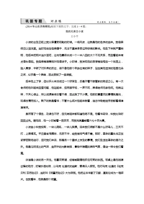 高考语文(全国通用)一轮复习 对点练16 Word版含解析.doc