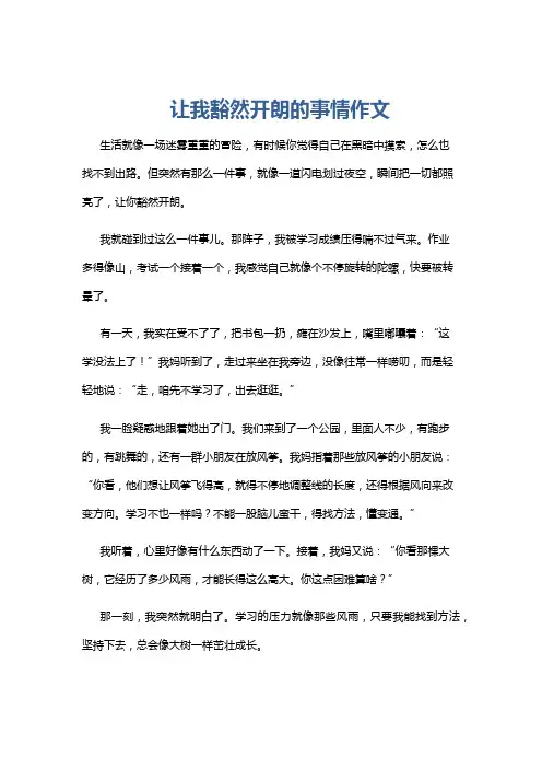 让我豁然开朗的事情作文