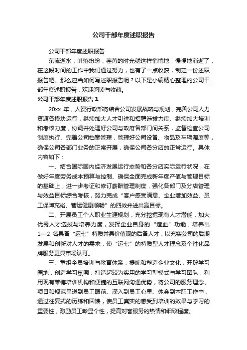 公司干部年度述职报告