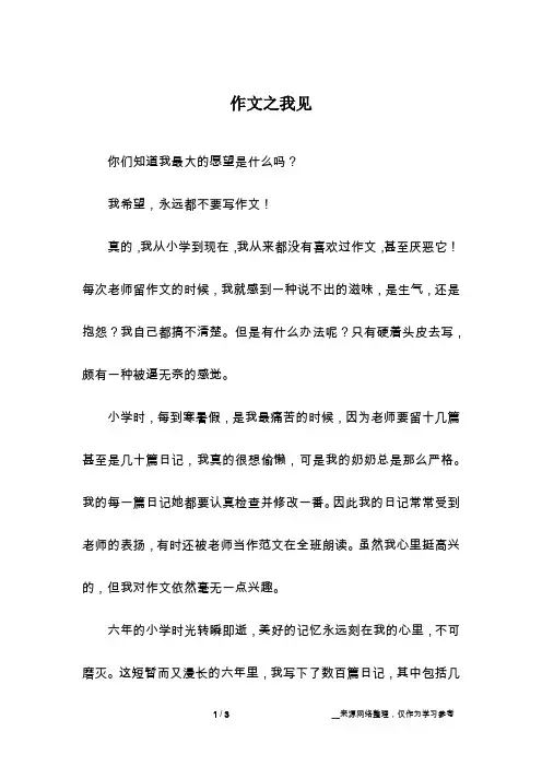 作文之我见_初三作文
