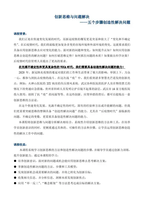 《创新思维与问题解决——五个步骤创造性解决问题》