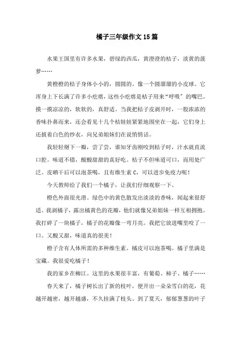 橘子三年级作文15篇精选