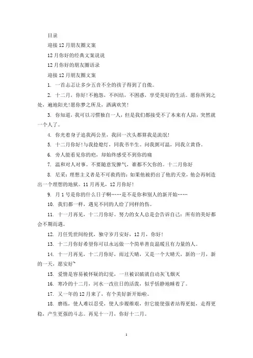 精选迎接12月朋友圈文案_12月你好的经典文案