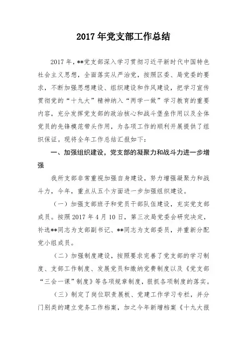 2017党支部工作总结