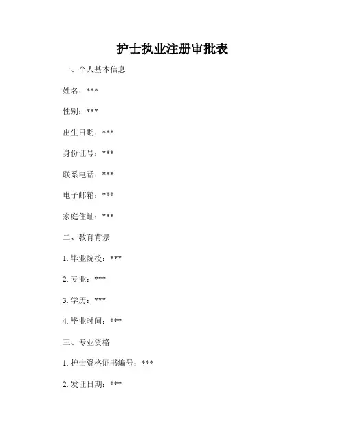 护士执业注册审批表