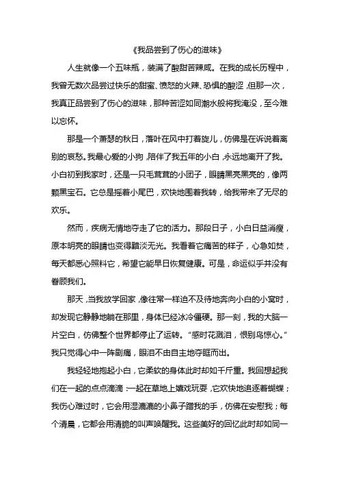 我品尝到了伤心的滋味