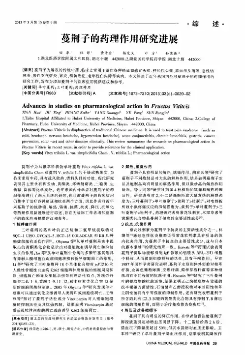 蔓荆子的药理作用研究进展