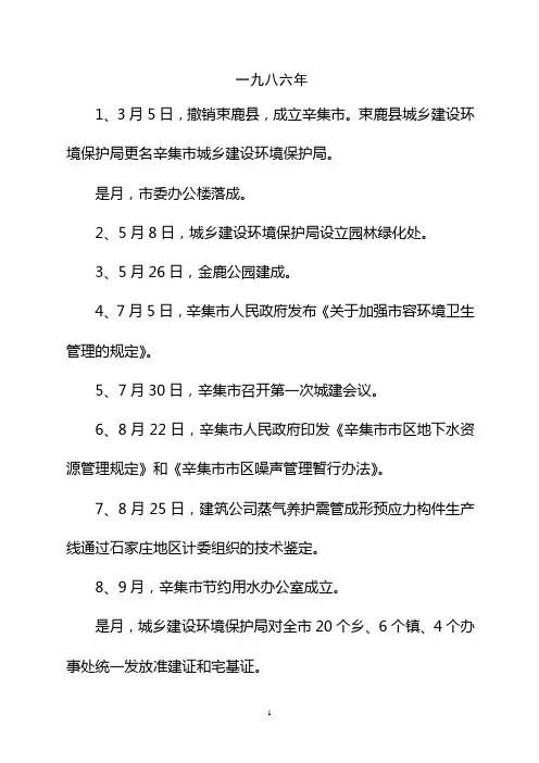 辛集大事记