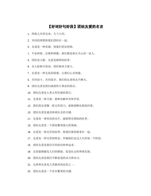 【好词好句好段】团结友爱的名言