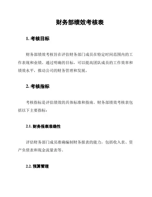 财务部绩效考核表