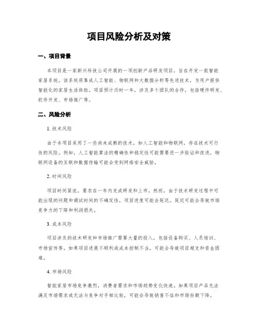 项目风险分析及对策