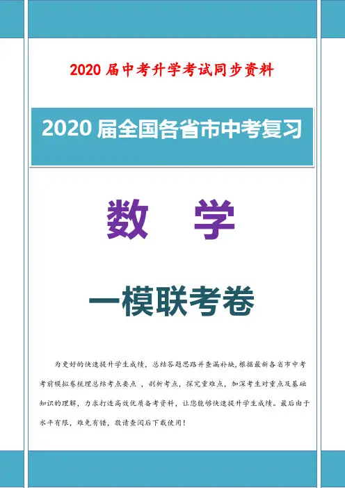 新2020届初三中考数学一模联考真题试题含参考答案 (10)